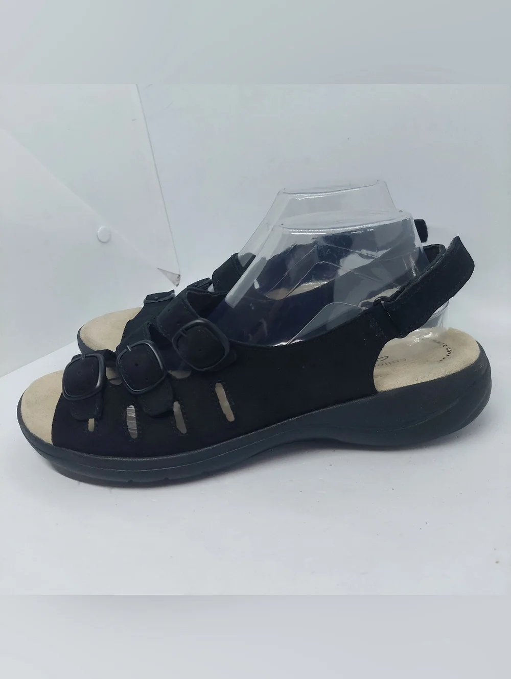 Clarks Saylie Quartz Sandals Black Womens Size 11M Comfort Shoes Adjustable
